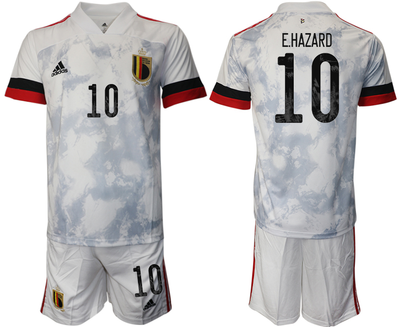 Men 2021 European Cup Belgium away white #10 Soccer Jersey->belgium jersey->Soccer Country Jersey